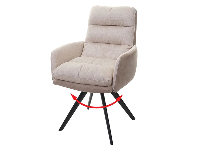 Chaise de salle à manger MCW-G66,  crème, avec accoudoirs