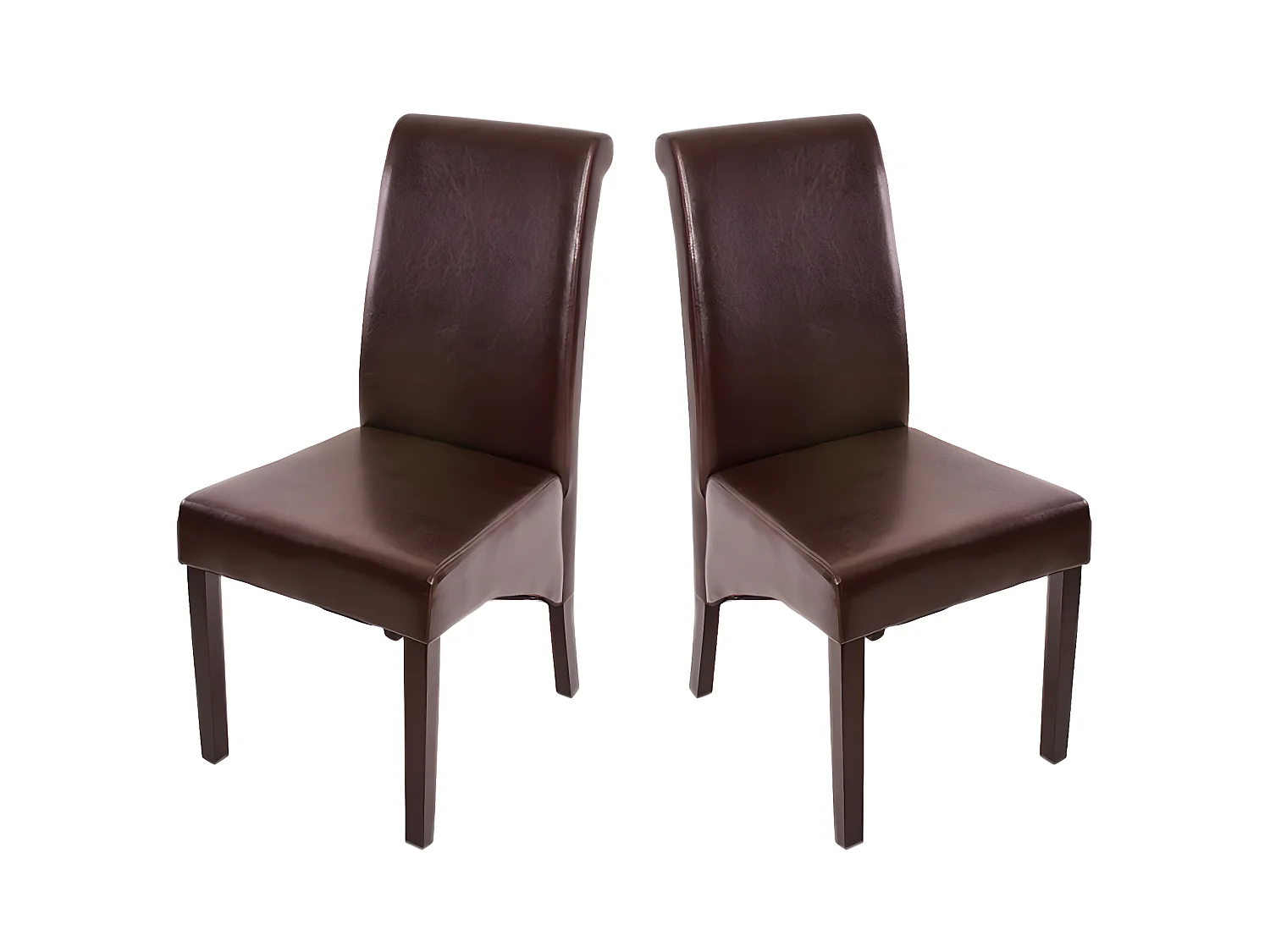 Eetkamerstoel Cesena (set van 2),  leer, bruin, donkere poten