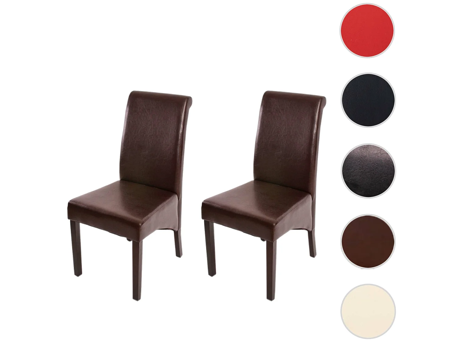 Eetkamerstoel Cesena (set van 2),  leer, bruin, donkere poten