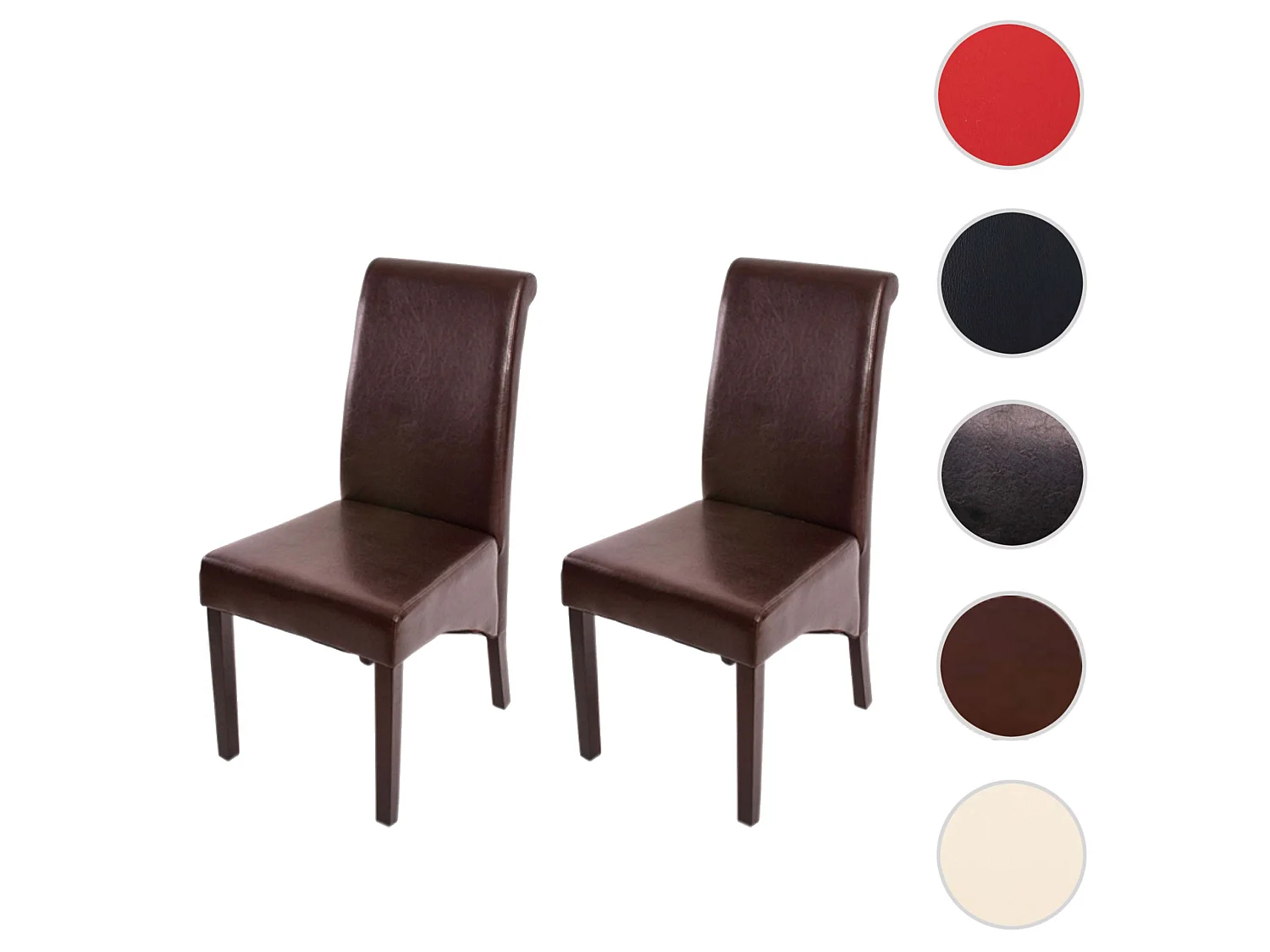 Eetkamerstoel Cesena (set van 2),  leer, bruin, donkere poten