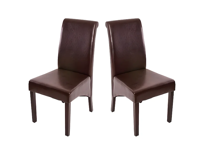 Chaise de salle à manger Cesena (lot de 2),  cuir, marron, pieds foncés
