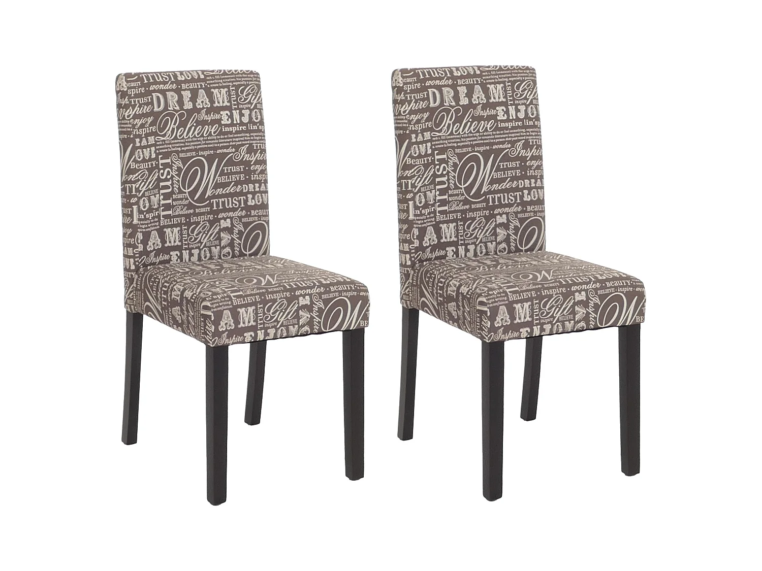 Chaise de salle à manger Littau (lot de 2),  tissu gris words fabric, pieds foncés