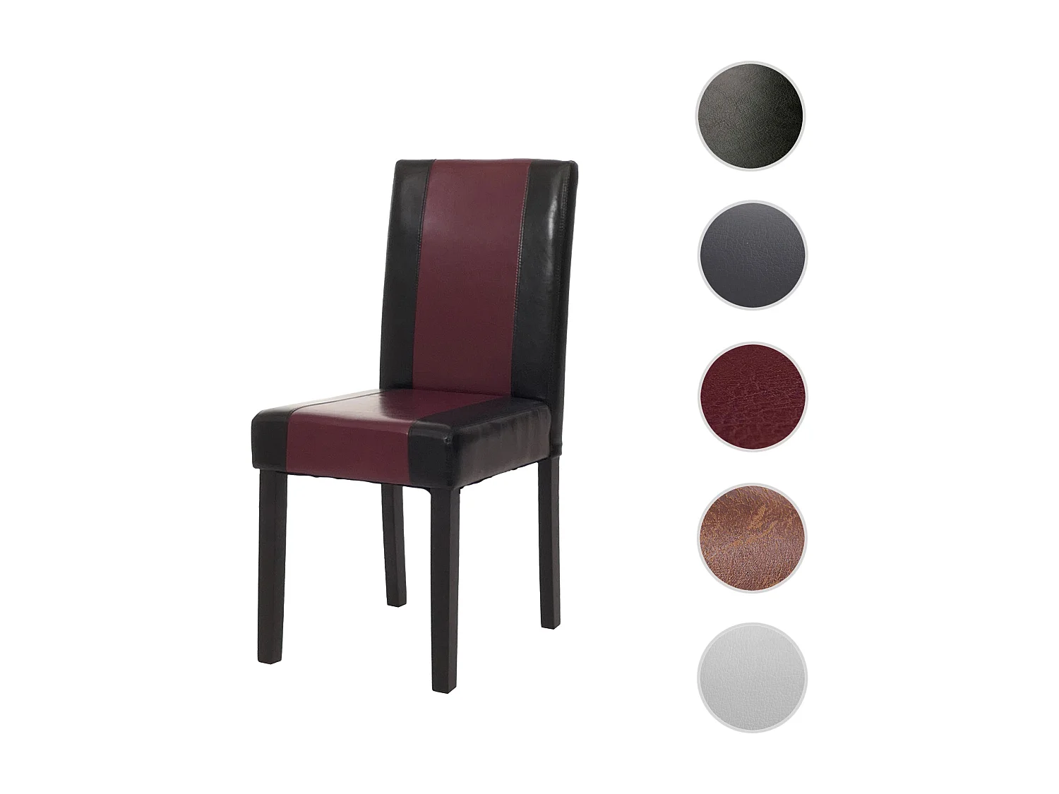 Chaise de salle à manger Littau,  noir/rouge, pieds foncés