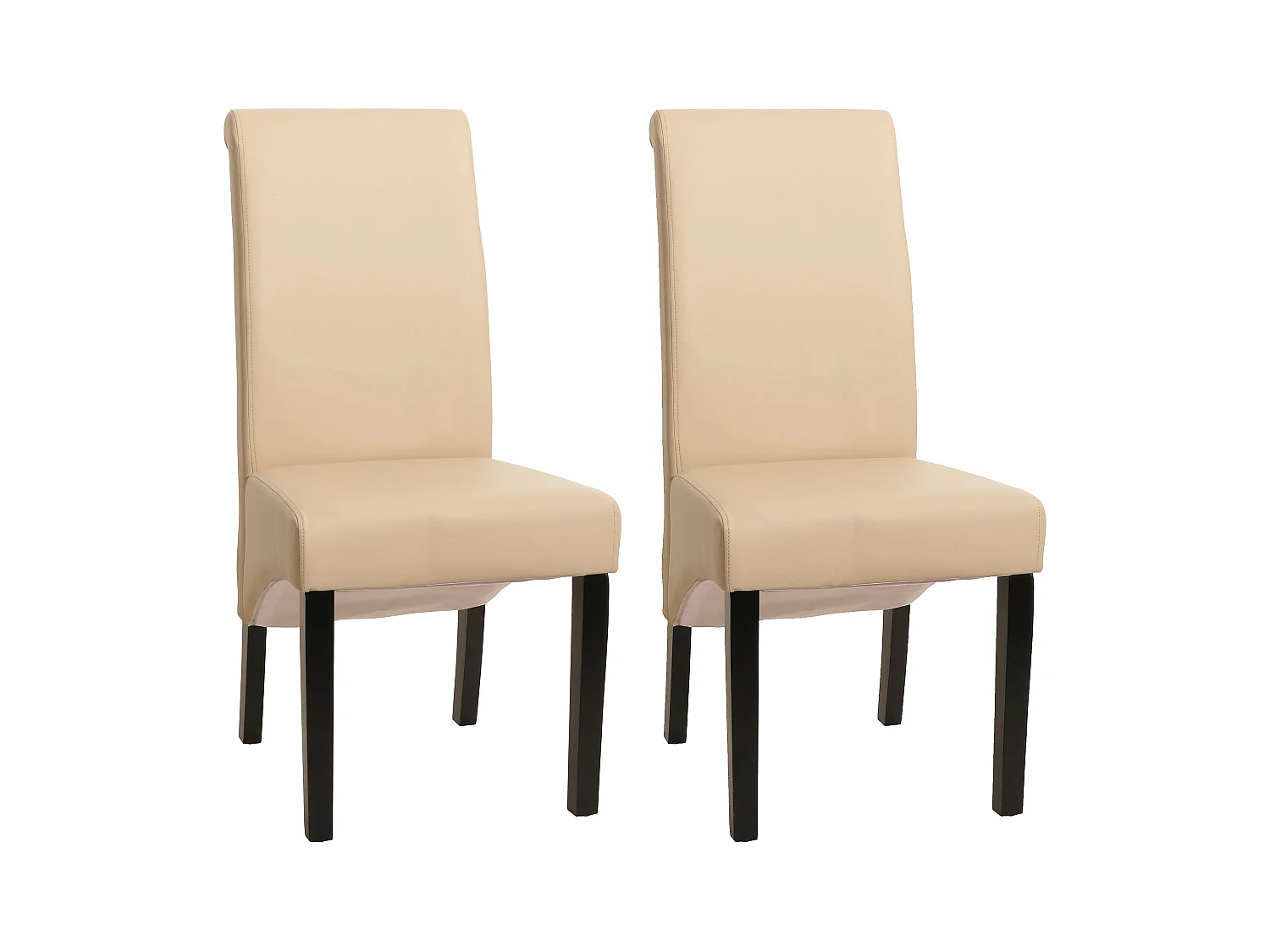 Chaise de salle à manger Cesena (lot de 2),  cuir, crème, pieds foncés