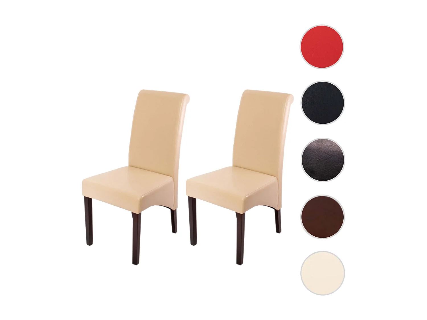 Eetkamerstoel Cesena (set van 2),  Leer, crème, donkere poten