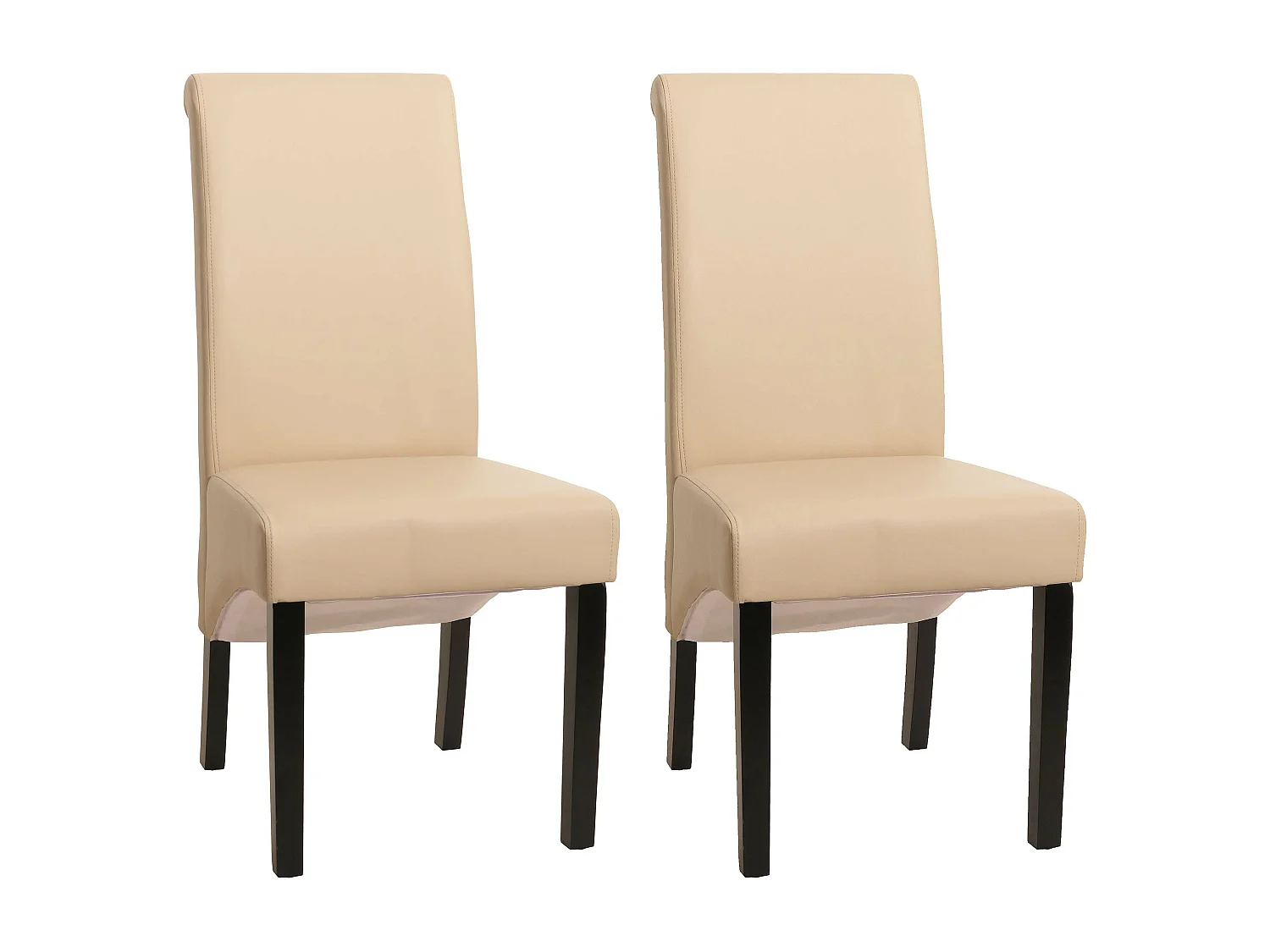 Chaise de salle à manger Cesena (lot de 2),  cuir, crème, pieds foncés