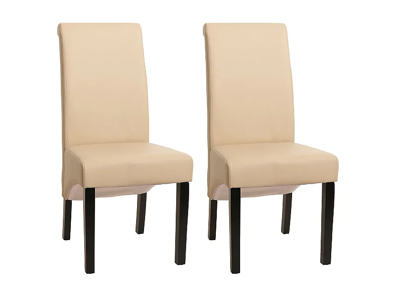 Chaise de salle à manger Cesena (lot de 2),  cuir, crème, pieds foncés