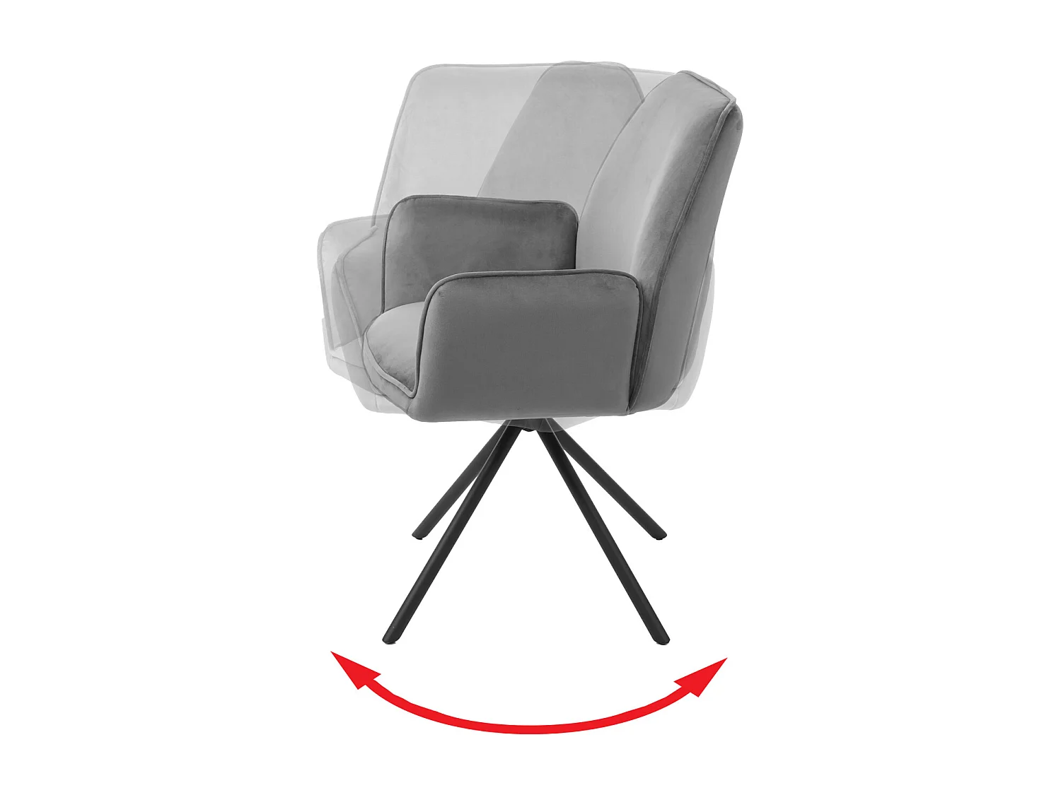 Silla de comedor MCW-G67,  gris oscuro, patas negras