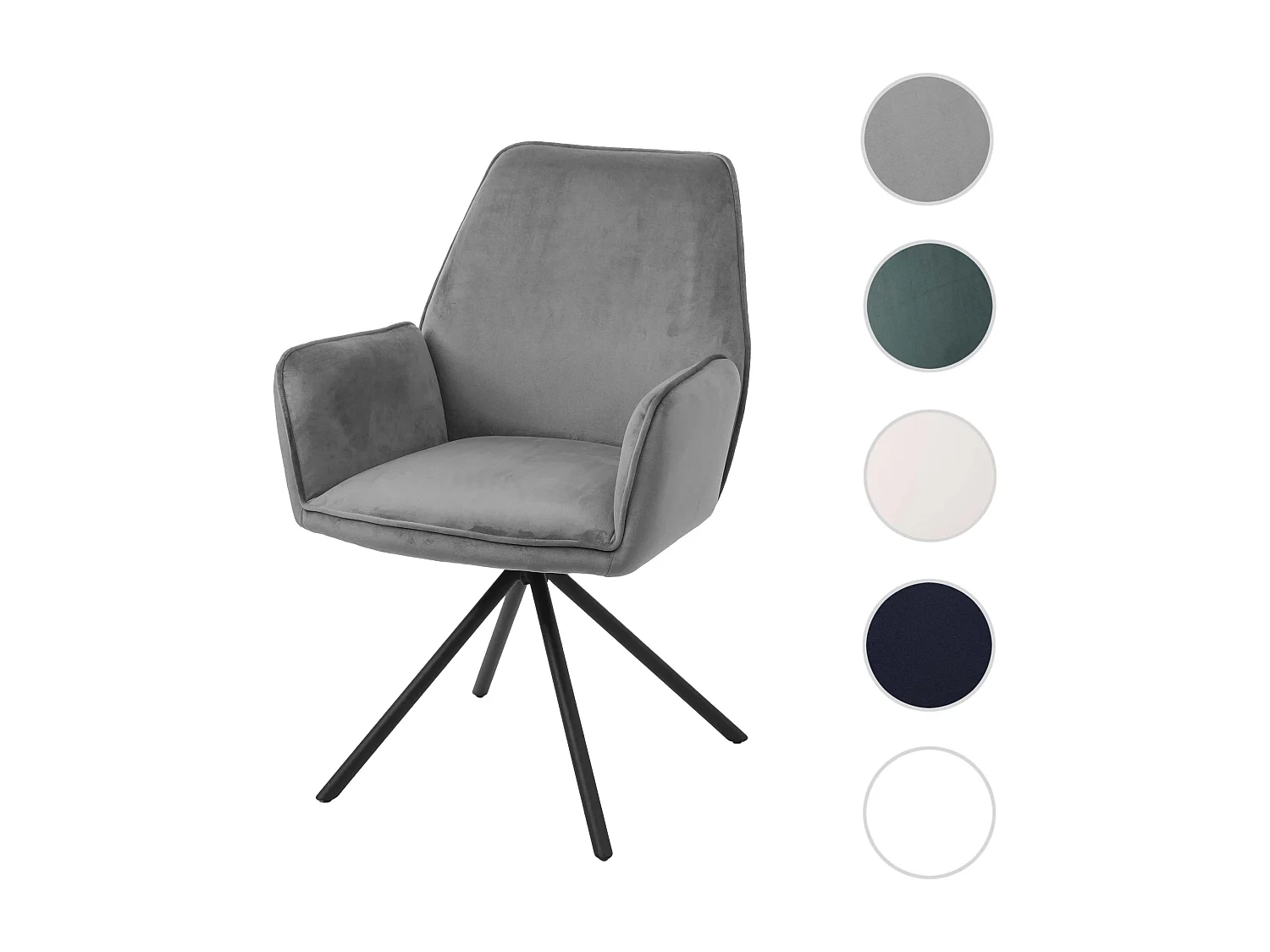 Silla de comedor MCW-G67,  gris oscuro, patas negras