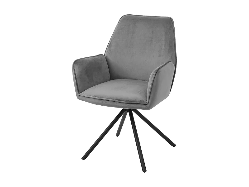 Sedia poltroncina girevole con braccioli elegante imbottita MCW-G67 gambe nere velluto grigio scuro