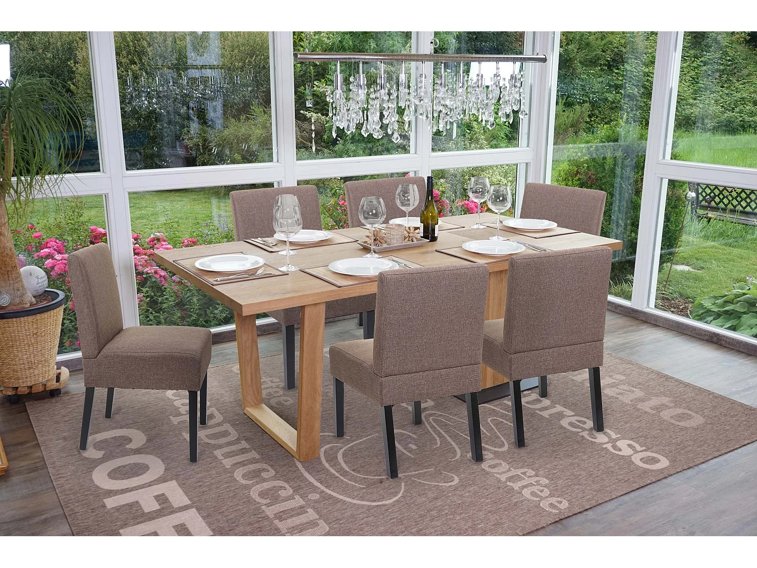 Eetkamerstoel MCW-F61 (set van 6),  bruin