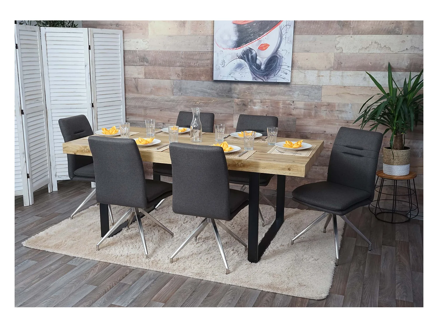 Chaise de salle à manger MCW-H70 (lot de 6),  gris-brun