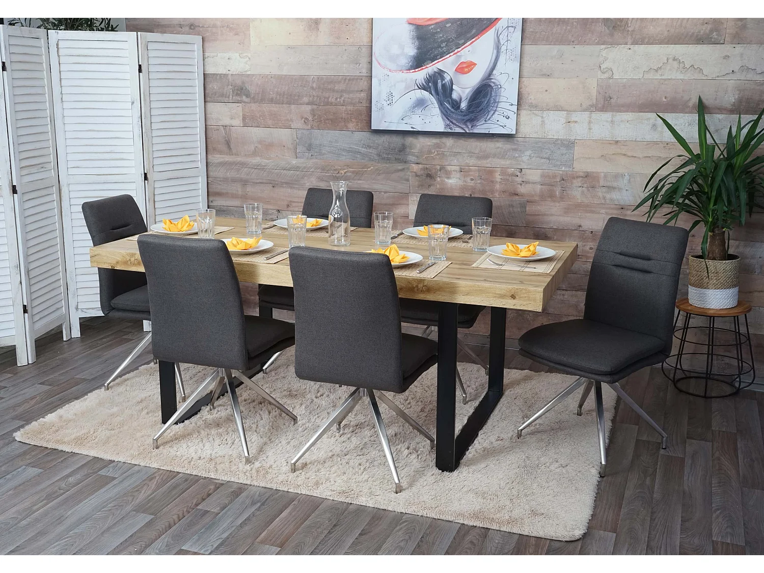 Chaise de salle à manger MCW-H70 (lot de 6),  gris-brun