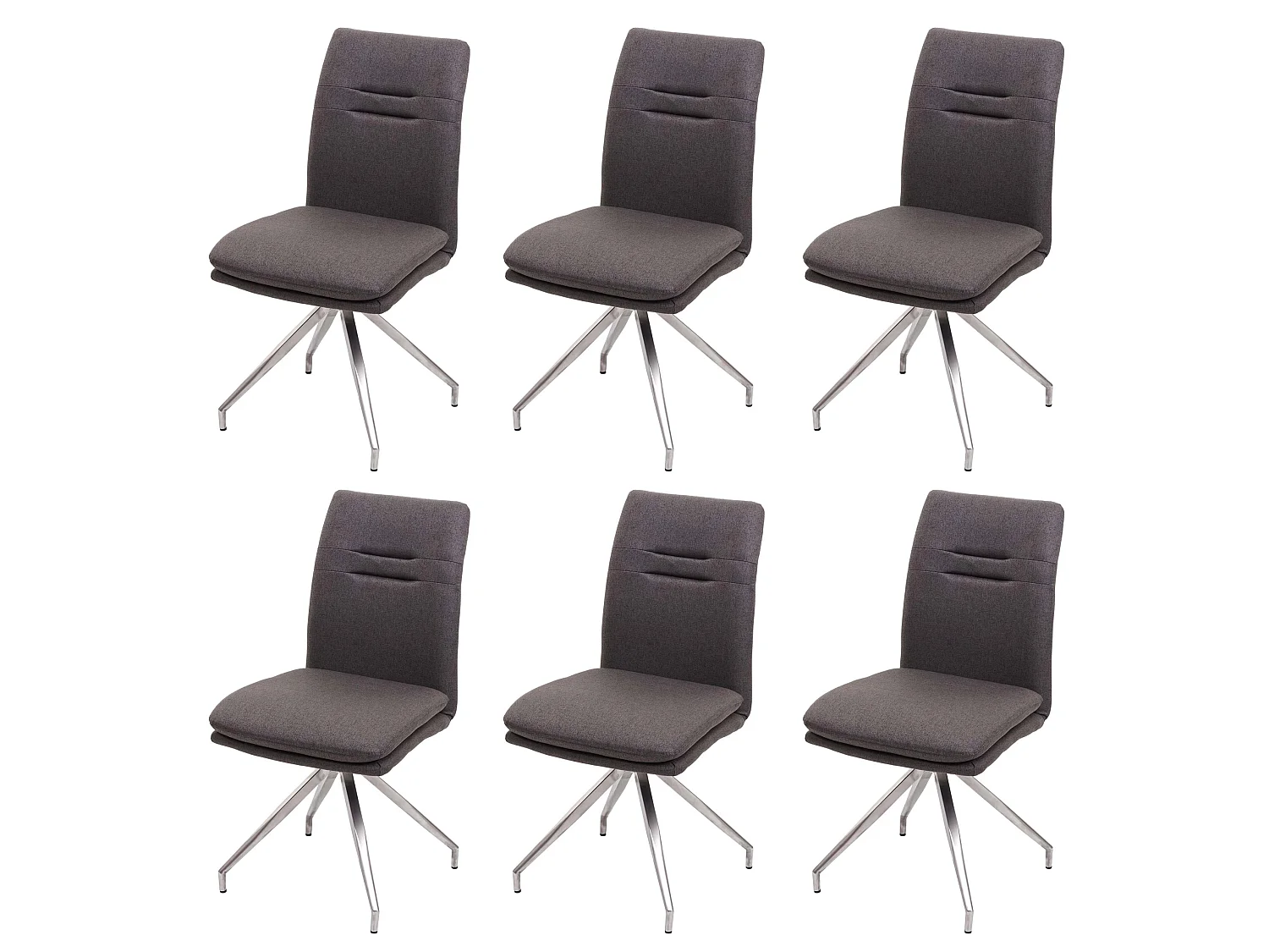 Esszimmerstuhl MCW-H70 (6er-Set), Grau-braun