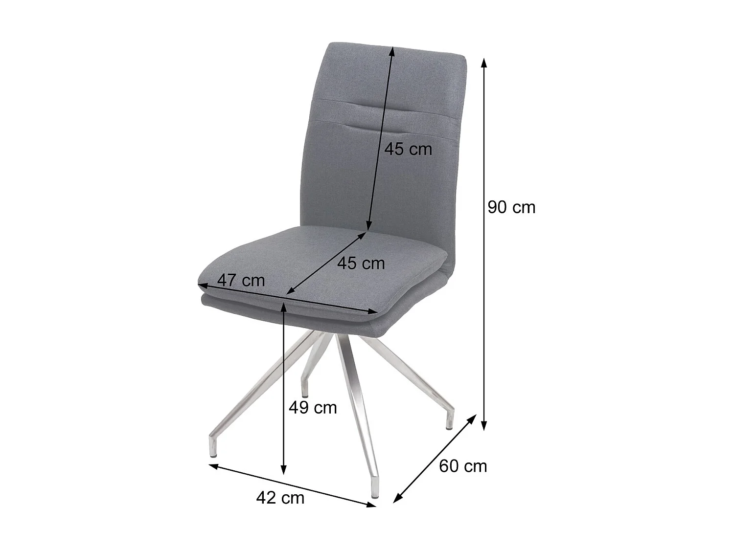 Esszimmerstuhl MCW-H70 (6er-Set), Grau-braun