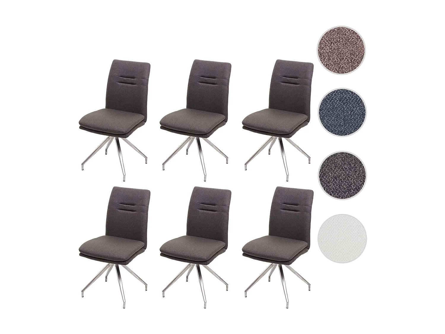 Esszimmerstuhl MCW-H70 (6er-Set), Grau-braun