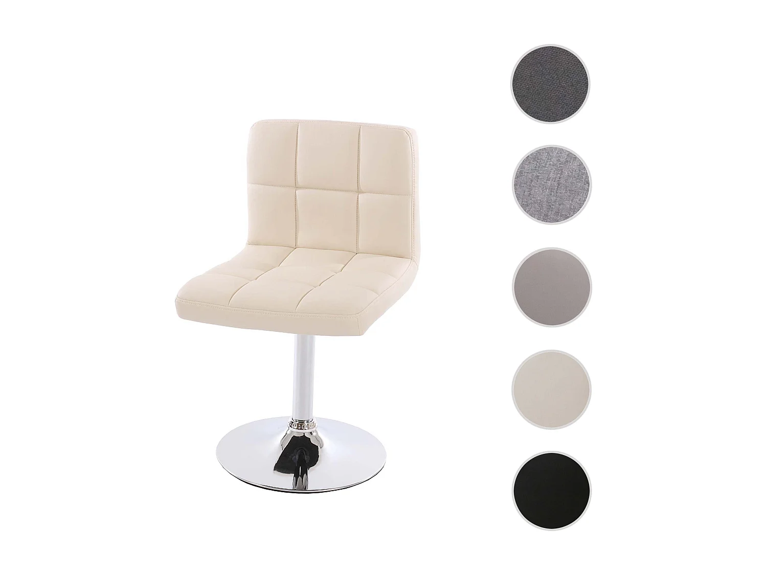 Cadiz eetkamerstoel, draaibaar,  kunstleer crème, voet chroom