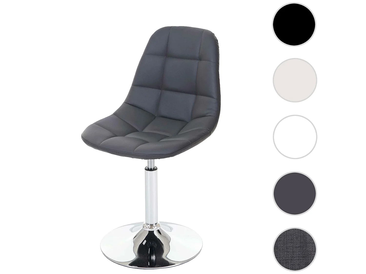 Chaise de salle à manger MCW-A60,  similicuir gris, pied chromé