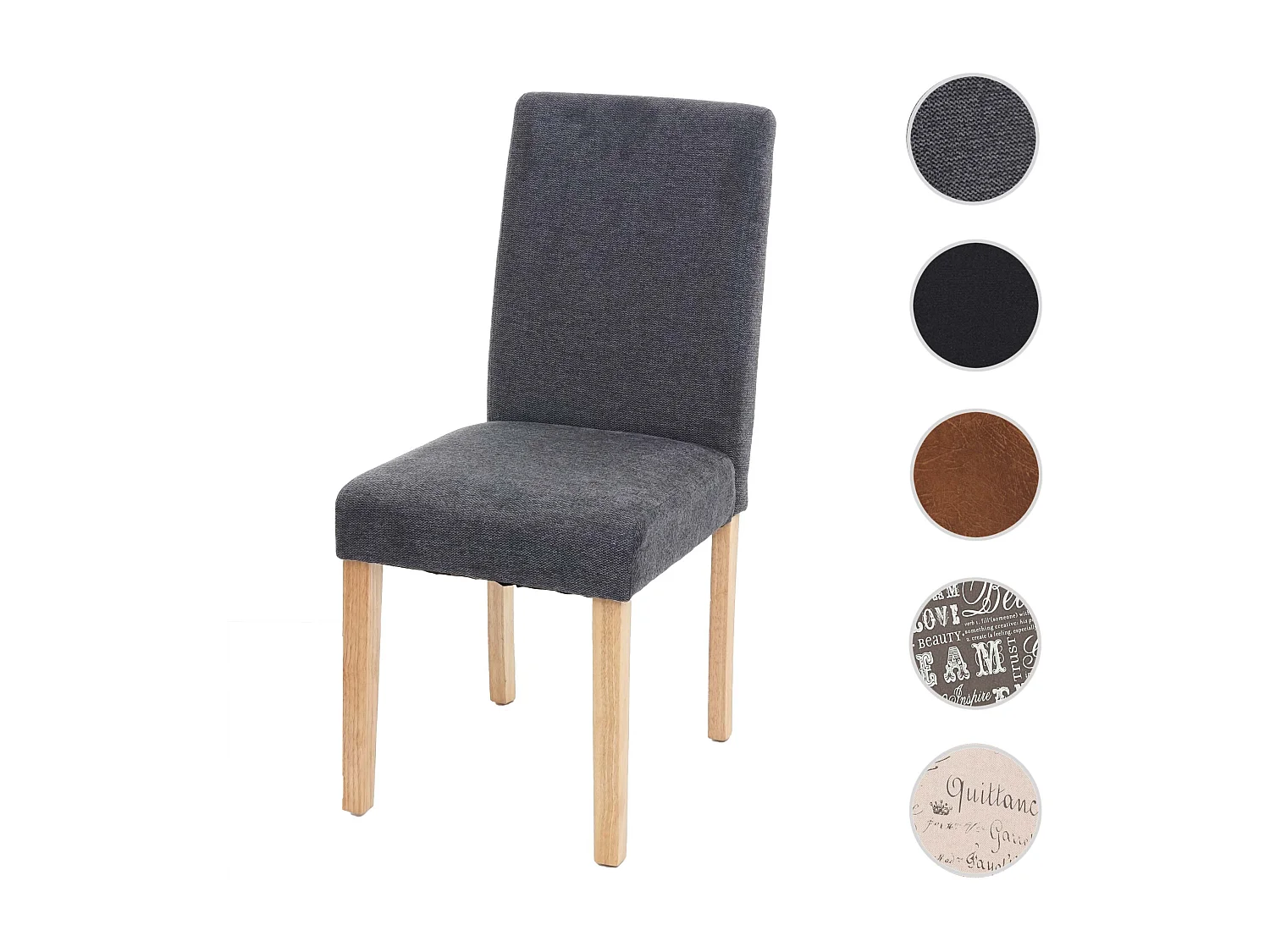 Chaise de salle à manger Littau Schriftzug,  gris anthracite, pieds clairs