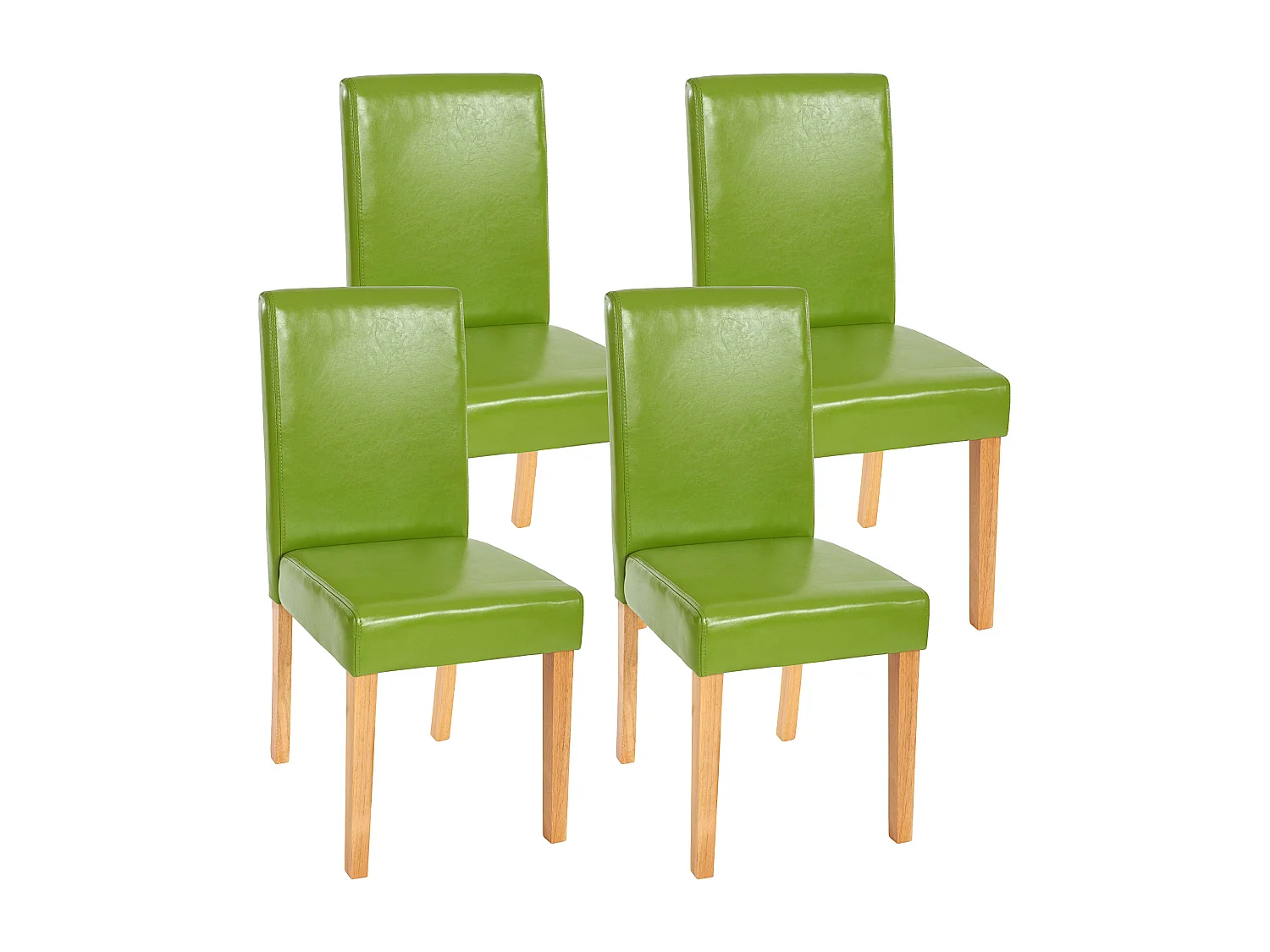 Chaise de salle à manger Littau (lot de 4),  simili-cuir, vert, pieds clairs