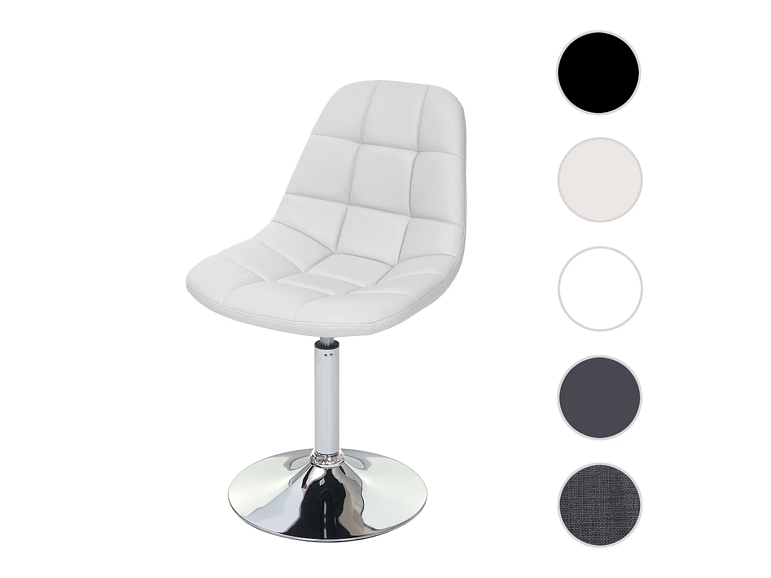 Chaise de salle à manger MCW-A60,  similicuir blanc, pied chromé