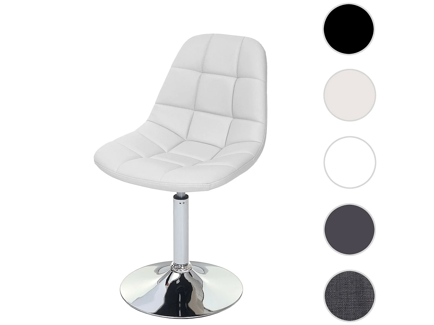 Eetkamerstoel MCW-A60,  kunstleer wit, voet chroom