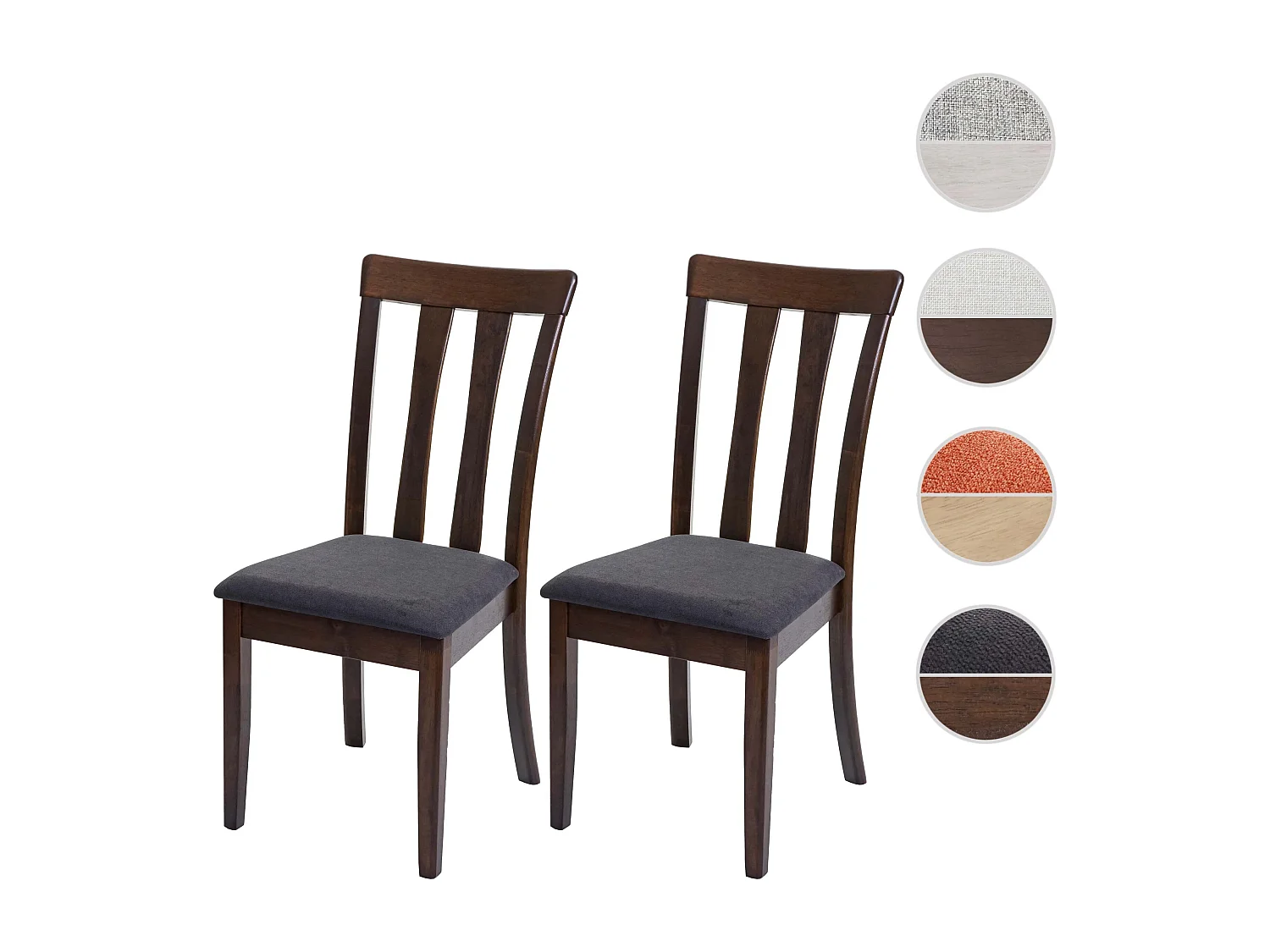 Chaise de salle à manger MCW-G46 (lot de 2),  cadre foncé, gris foncé