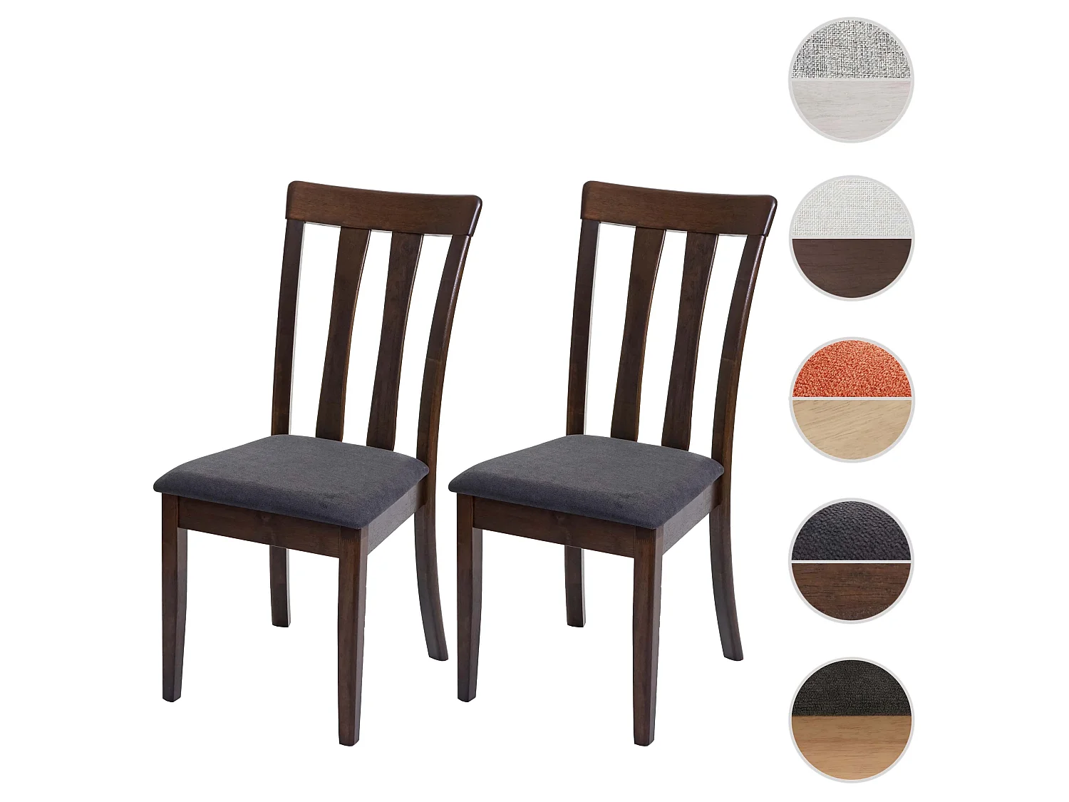 Eetkamerstoel MCW-G46 (set van 2),  donker frame, donkergrijs