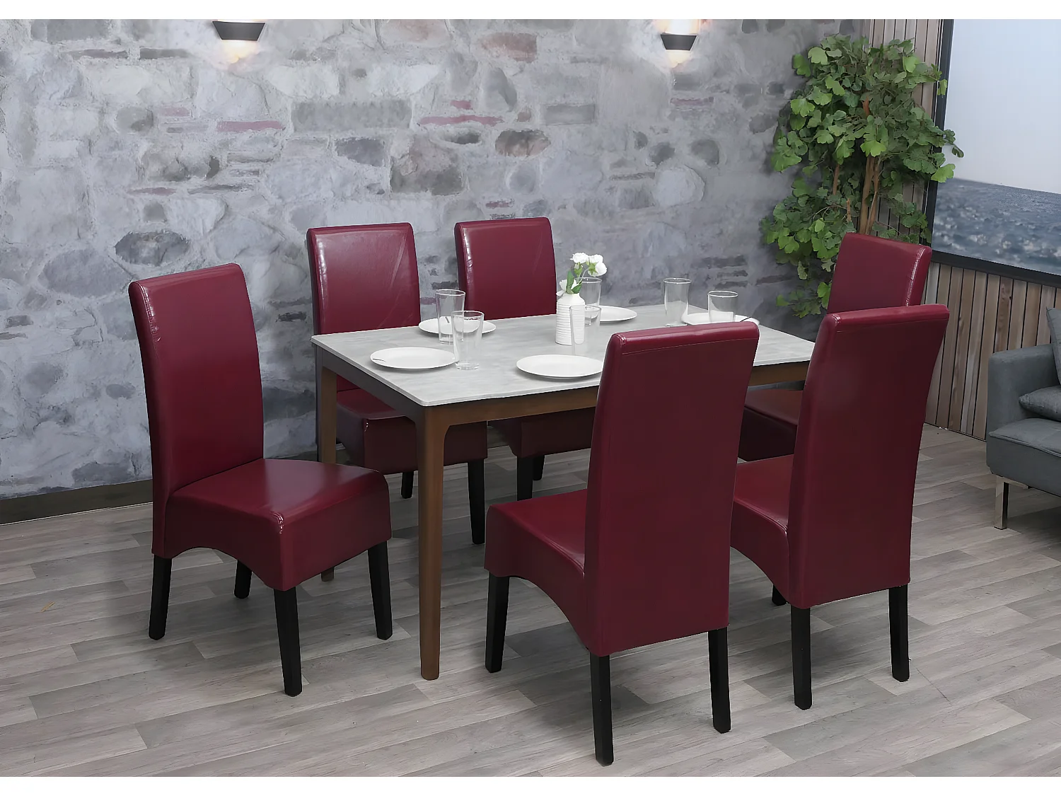 Eetkamerstoel Crotone,  rood, donkere poten