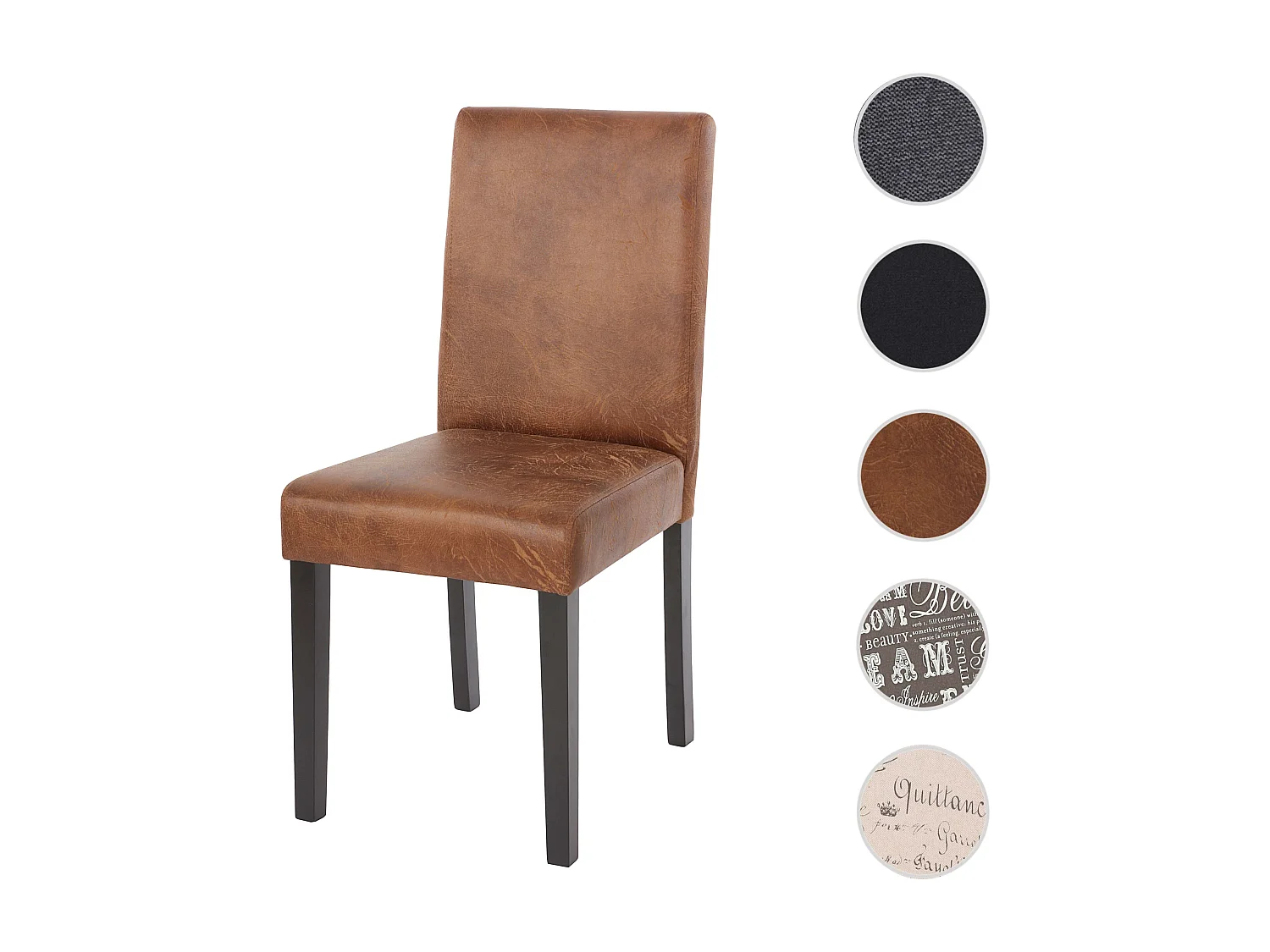 Eetkamerstoel Littau belettering,  imitatiesuède, donkere poten