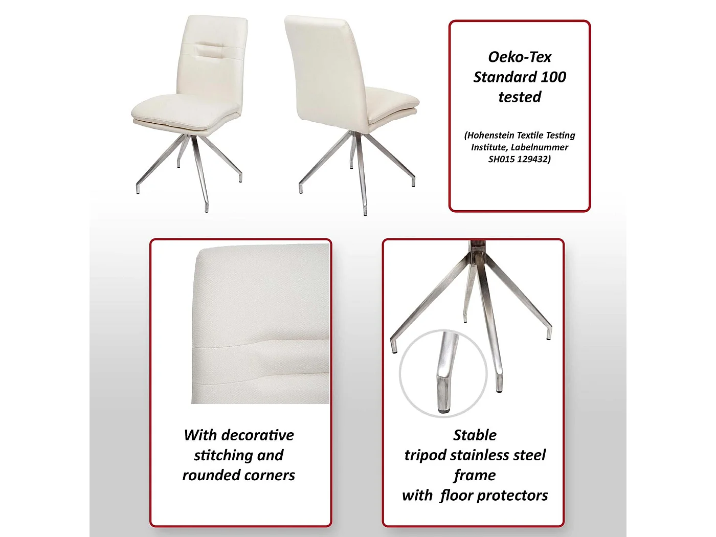 Chaise de salle à manger MCW-H70 (lot de 2),  gris-brun