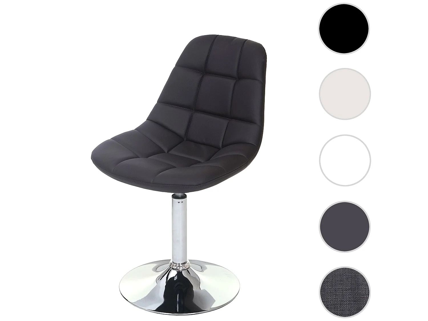 Cadeira de jantar MCW-A60,  pele sintética castanha, base cromada