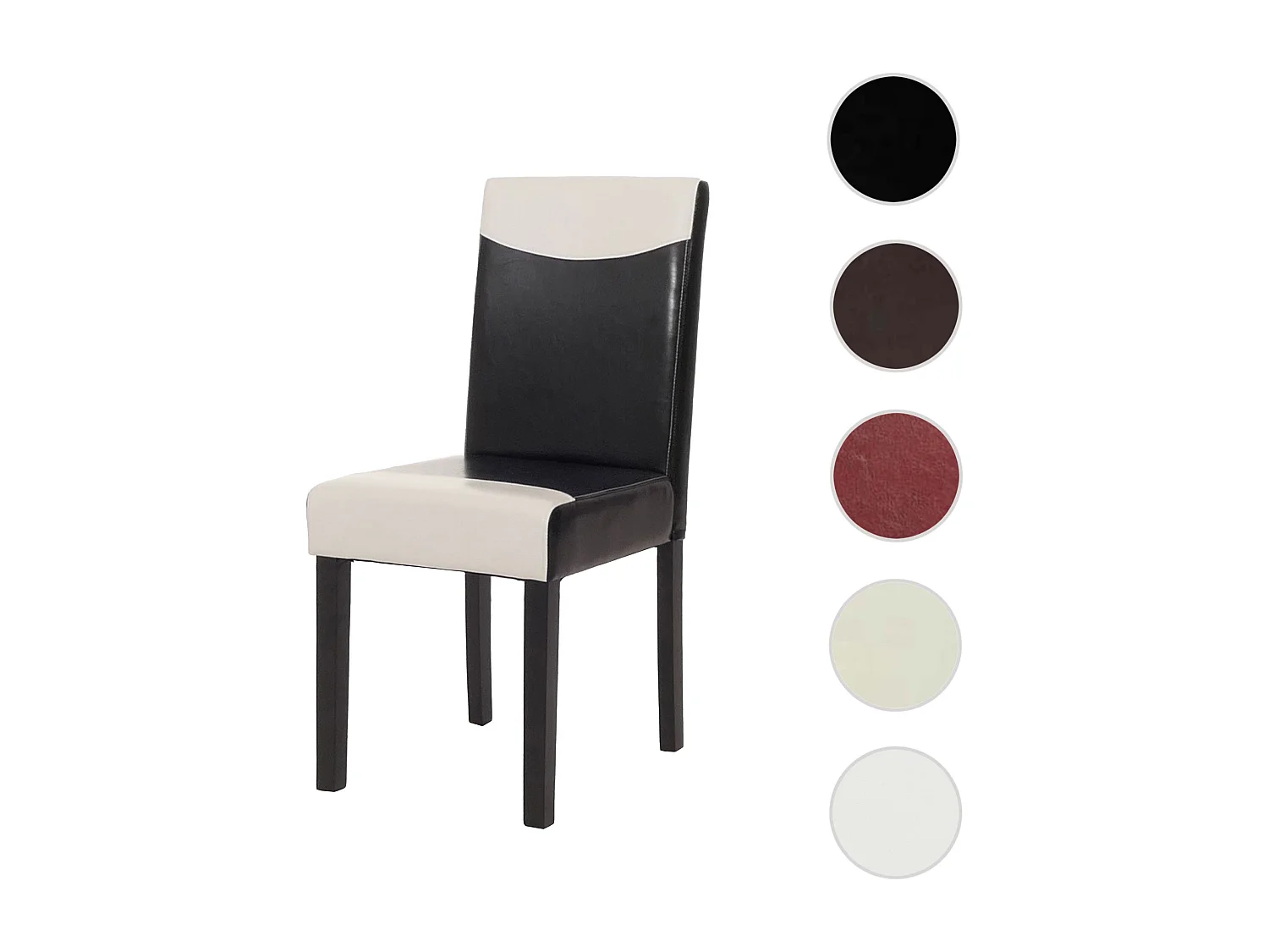 Chaise de salle à manger Littau,  noir/blanc, pieds foncés