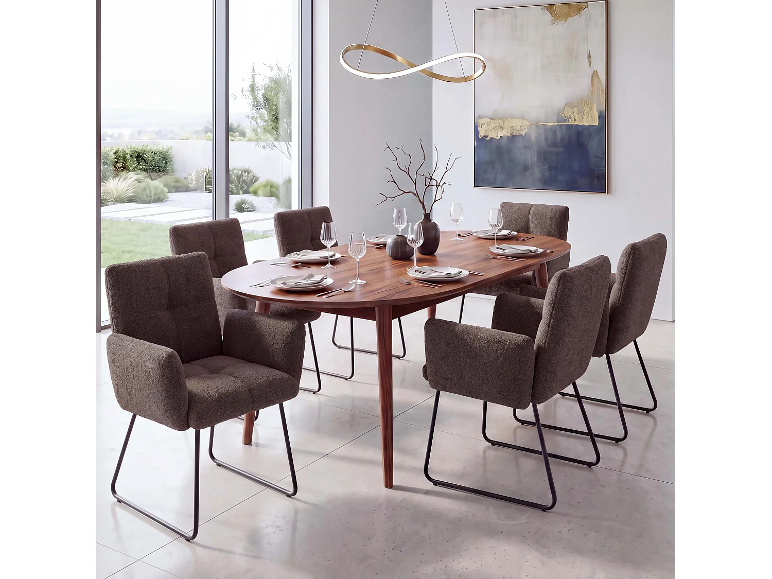 Chaise de salle à manger MCW-K34 (lot de 6),  marron