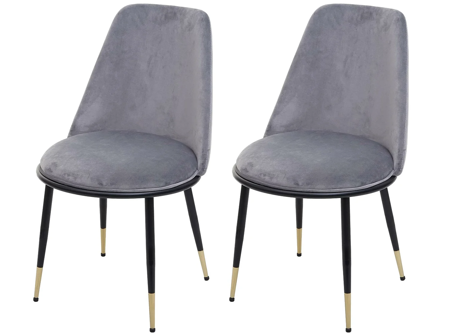 MCW-H28 cadeira de jantar (conjunto de 2),  cinzento, pernas pretas, veludo