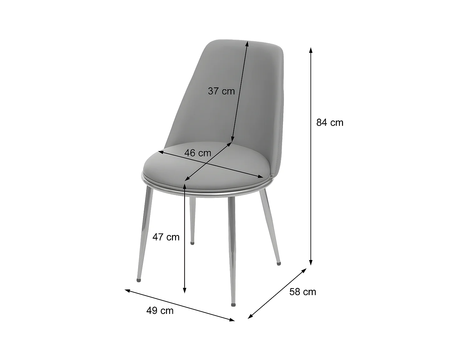 Chaise de salle à manger MCW-H28 (lot de 2),  gris, pieds noirs, velours