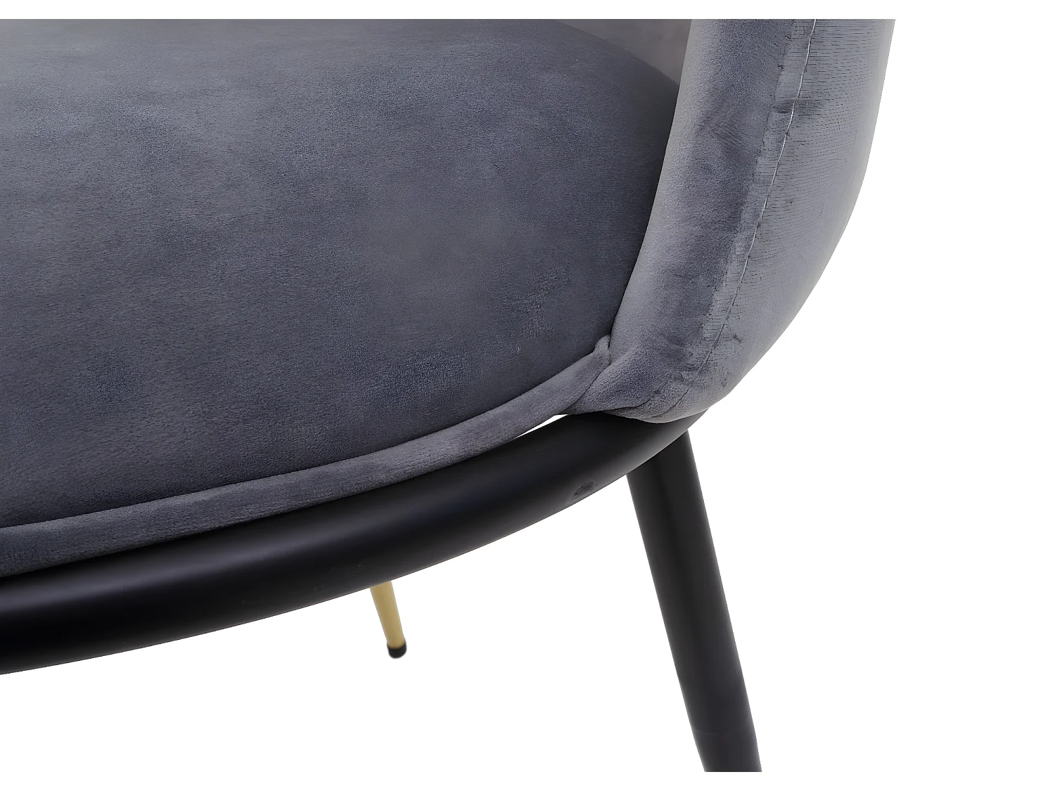 Chaise de salle à manger MCW-H28 (lot de 2),  gris, pieds noirs, velours