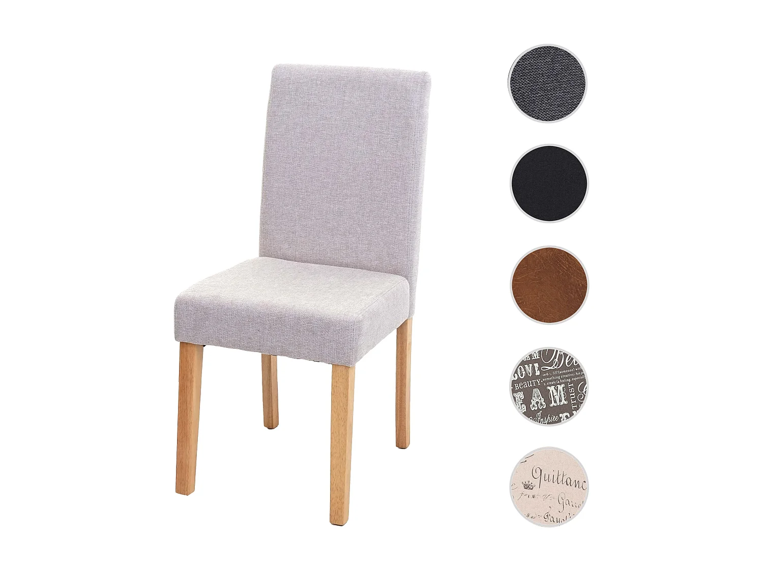 Chaise de salle à manger Littau Schriftzug,  crème-beige, pieds clairs