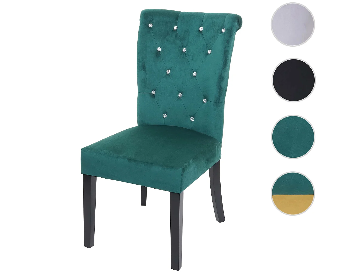 Silla de comedor MCW-D22 Remaches,  verde oscuro, patas negras