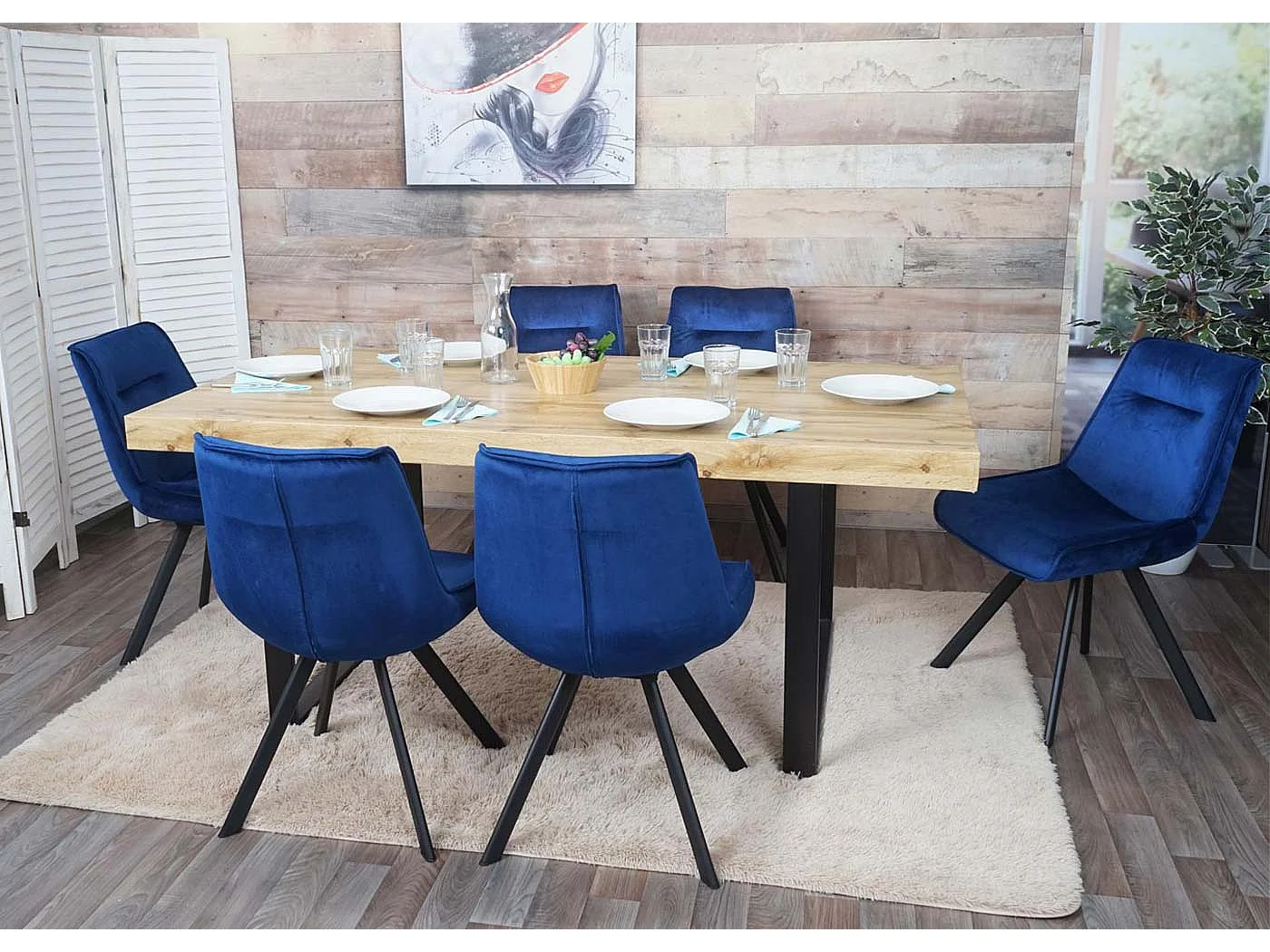 Krzesło do jadalni MCW-K24 (zestaw 2 sztuk),  niebieski