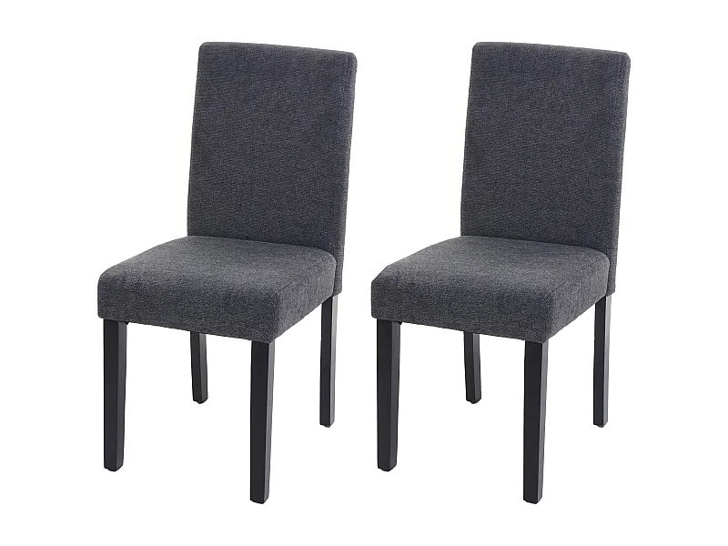 Esszimmerstuhl Littau (2er-Set), Textil, anthrazitgrau, dunkle Beine