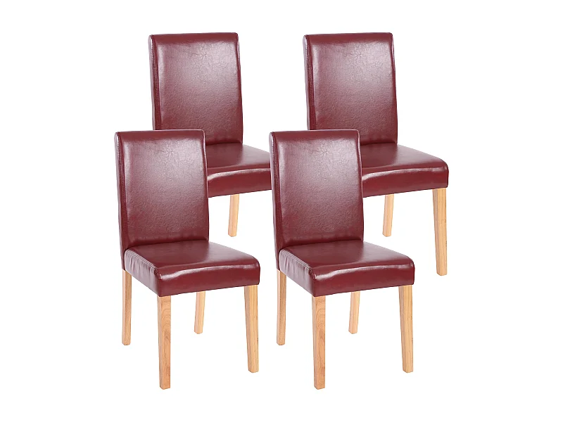 Eetkamerstoel Littau (set van 4),  kunstleer, roodbruin, lichtgekleurde poten