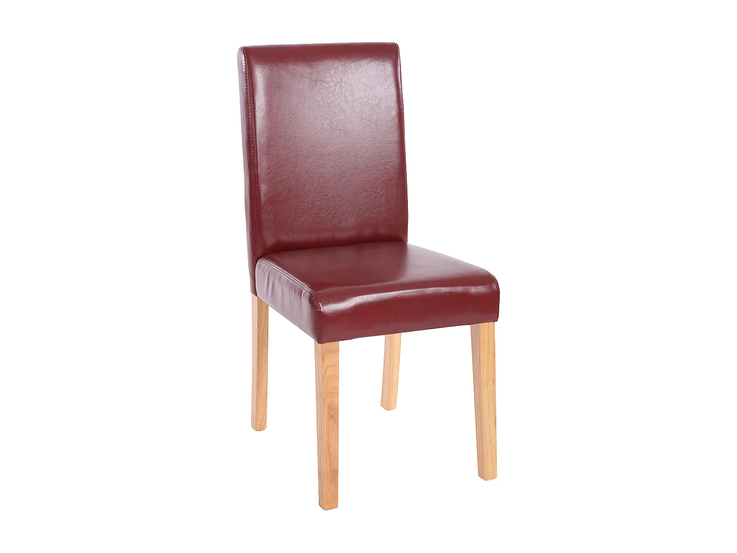 Chaise de salle à manger Littau (lot de 4),  simili-cuir, brun rouge, pieds clairs