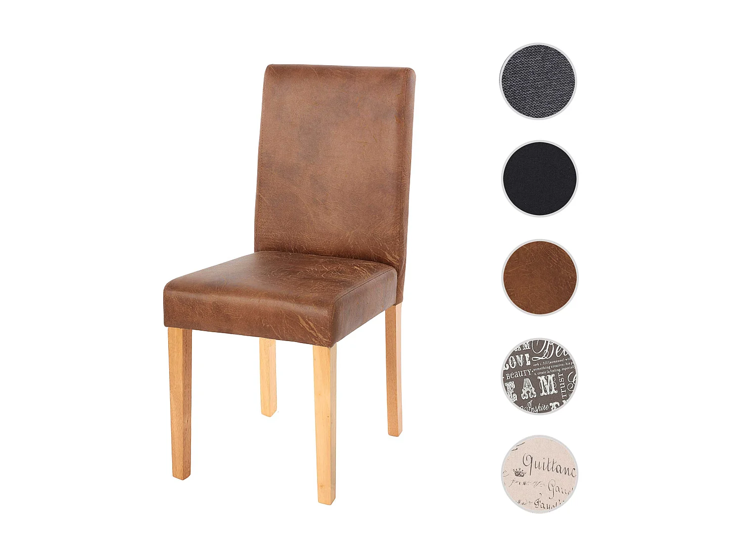 Chaise de salle à manger Littau Schriftzug,  simili-daim, pieds clairs