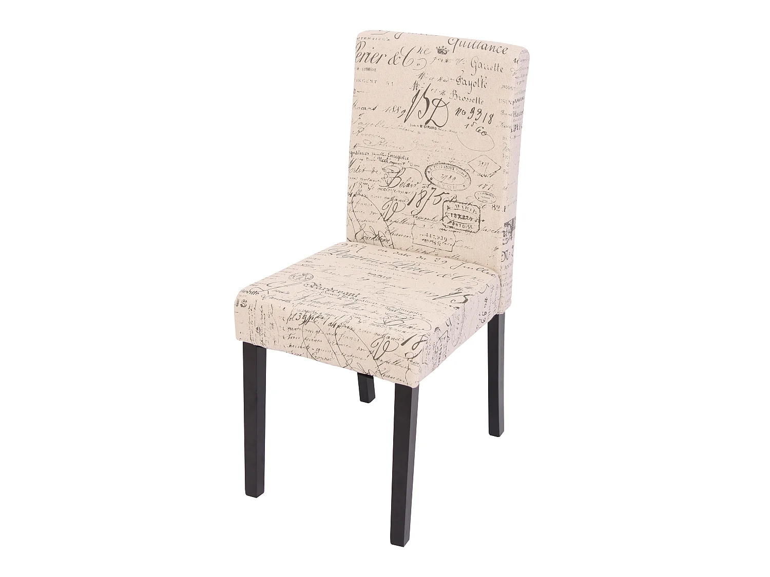 Chaise de salle à manger Littau Schriftzug,  crème d'écriture, pieds foncés