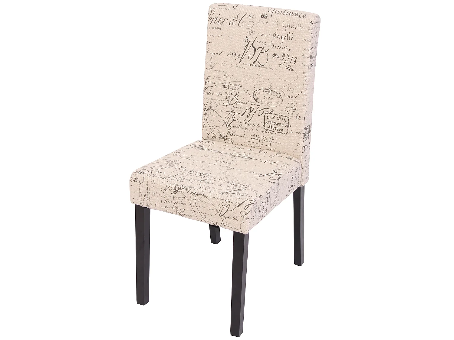 Chaise de salle à manger Littau Schriftzug,  crème d'écriture, pieds foncés