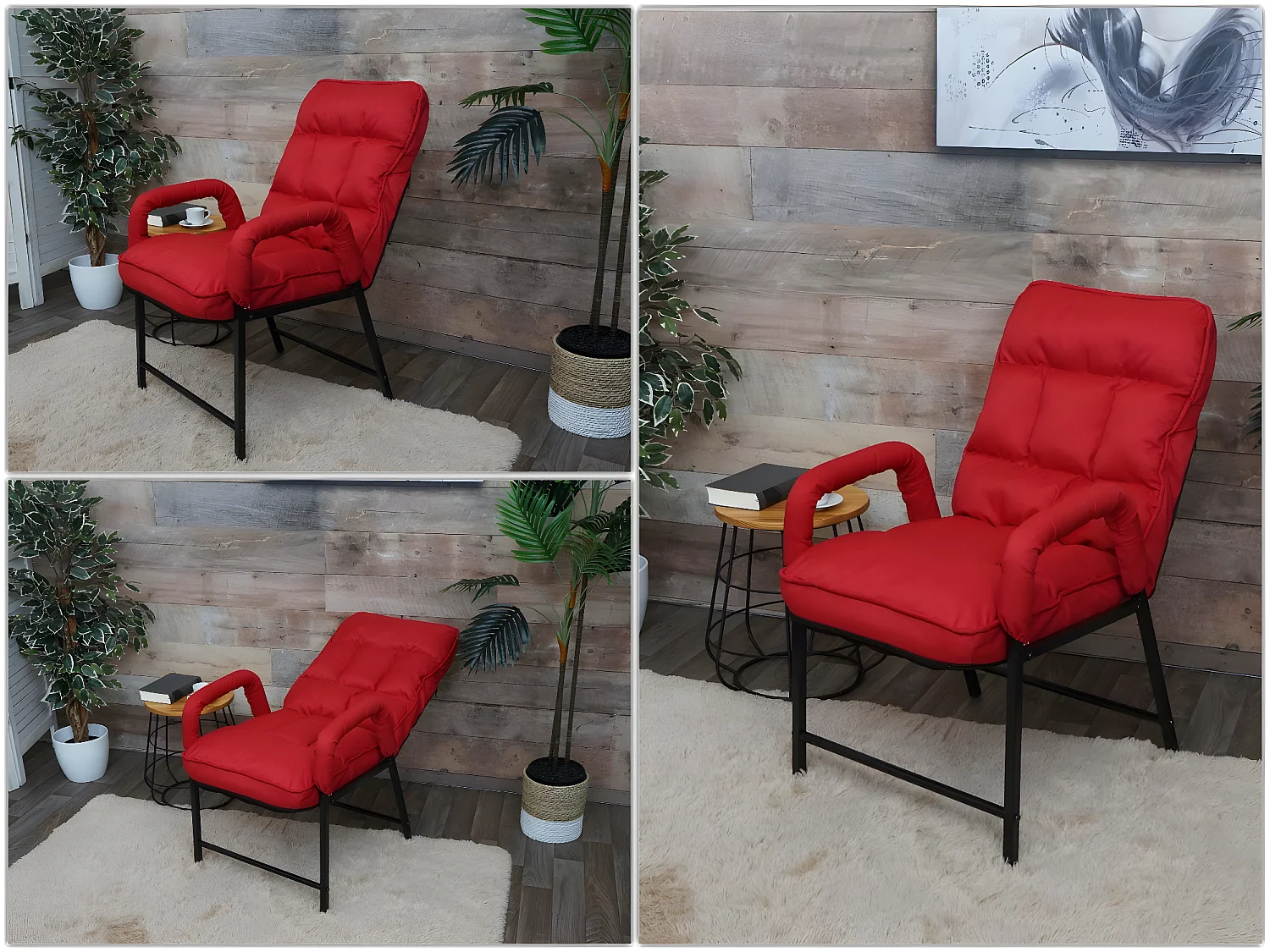 Chaise de salle à manger MCW-K40,  tissu/textile rouge