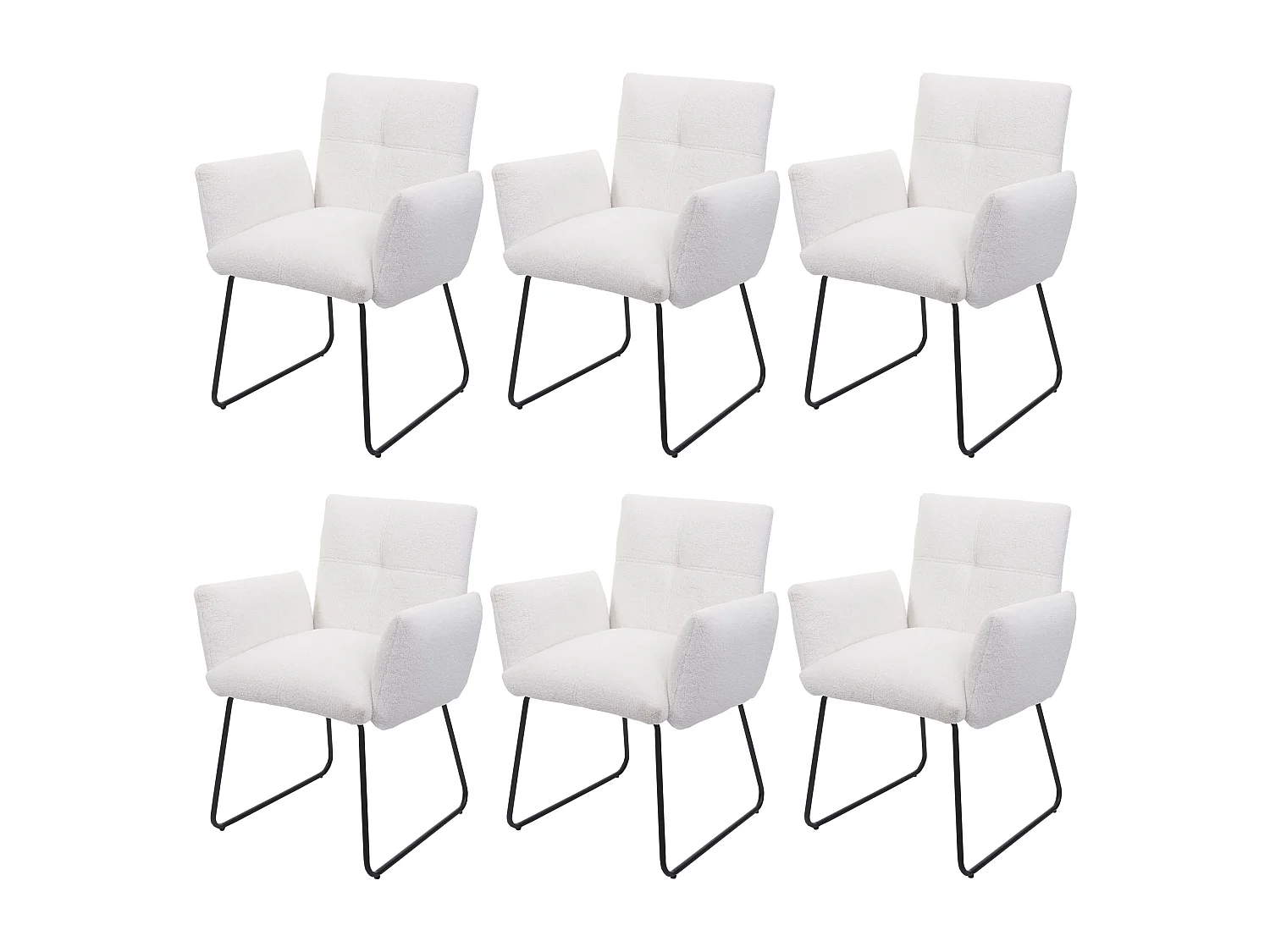 Chaise de salle à manger MCW-K34 (lot de 6),  blanc