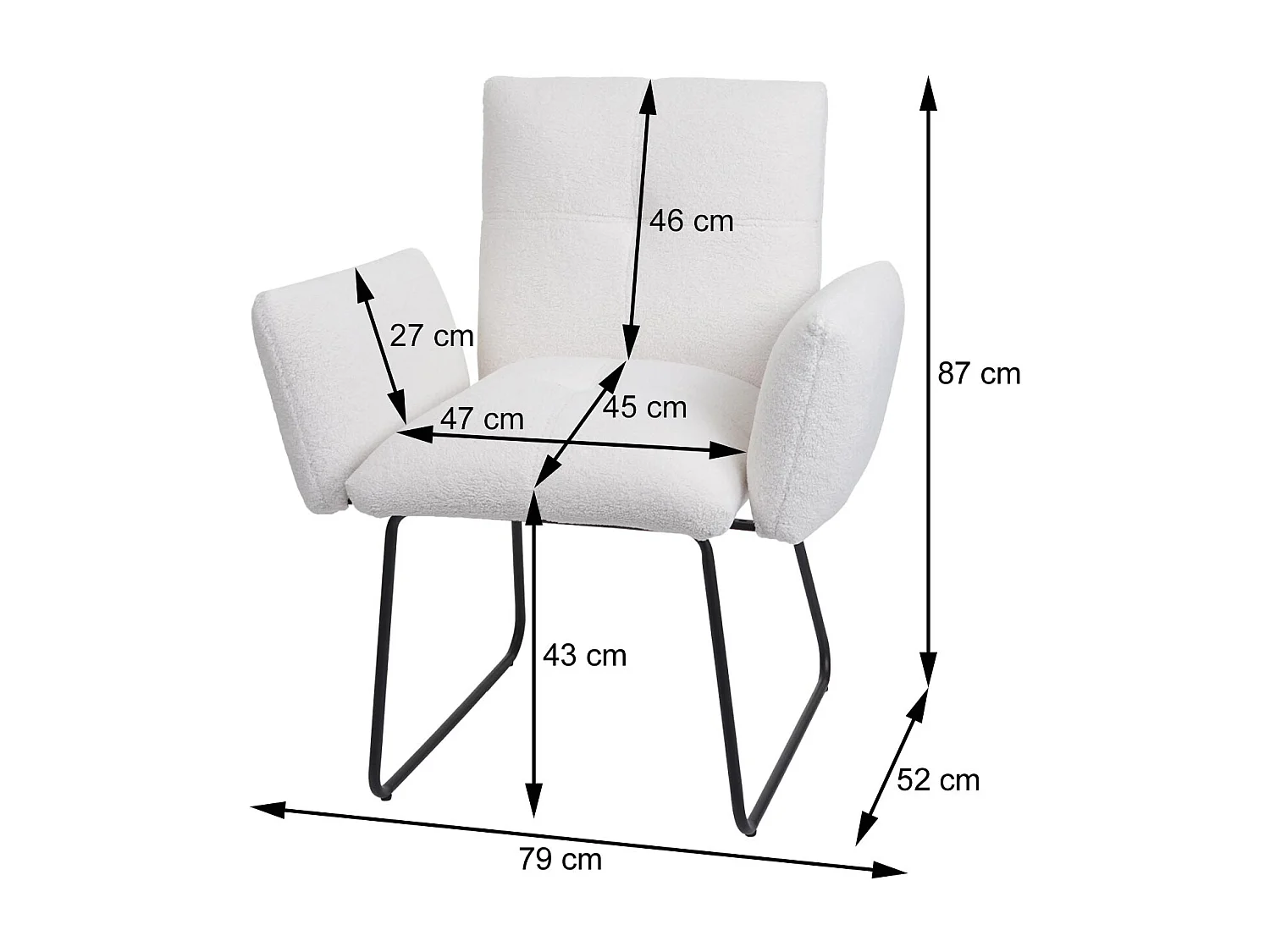 Chaise de salle à manger MCW-K34 (lot de 6),  blanc
