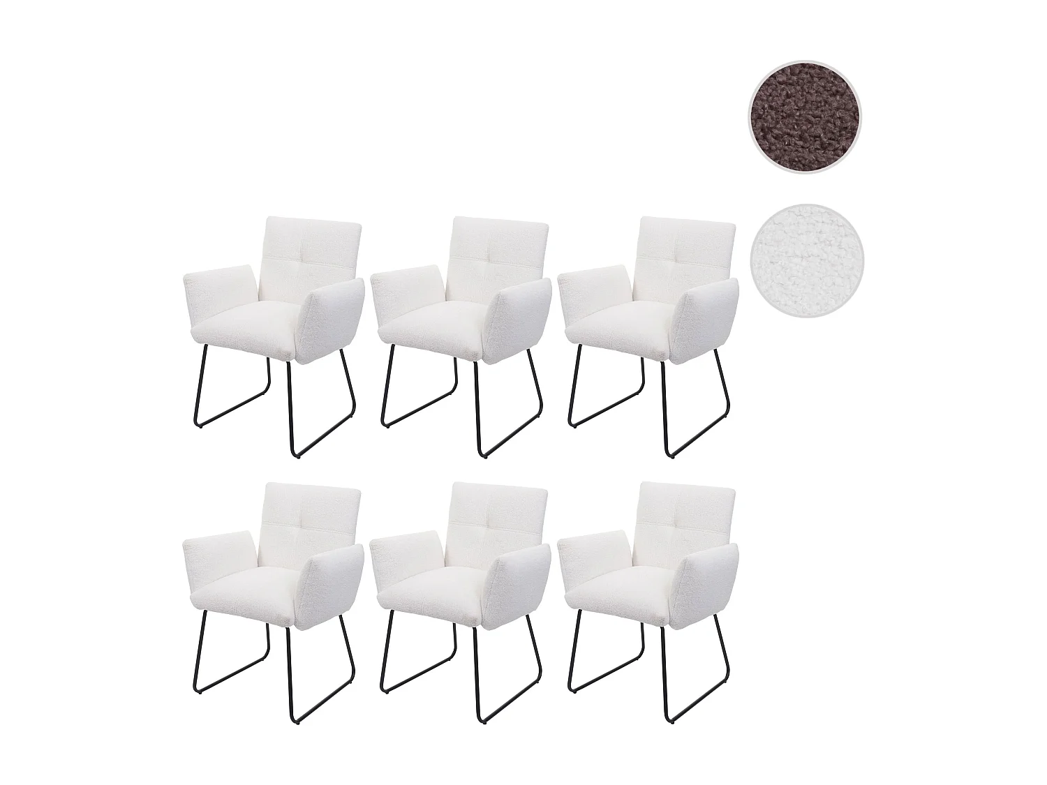 Chaise de salle à manger MCW-K34 (lot de 6),  blanc